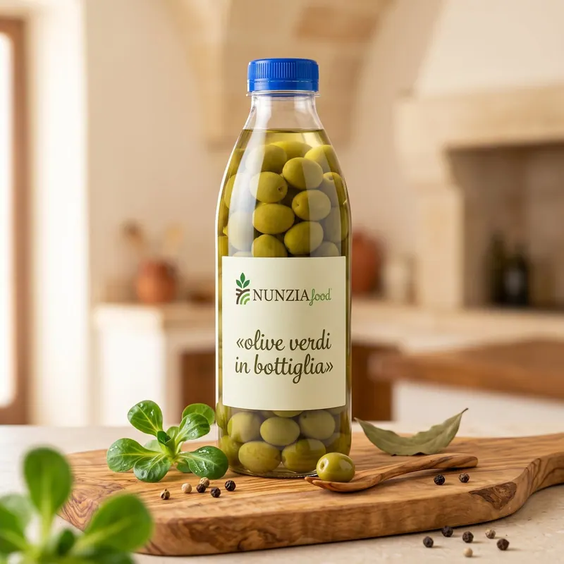 Olive verdi aromatizzate in bottiglia Nunzia Food